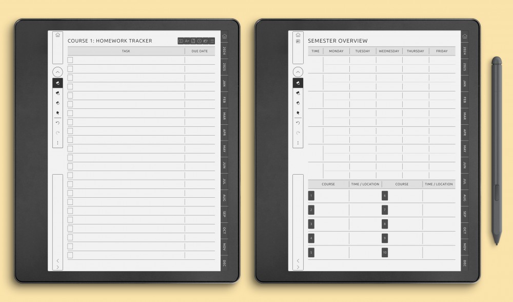 Student Planner Templates for Kindle Scribe