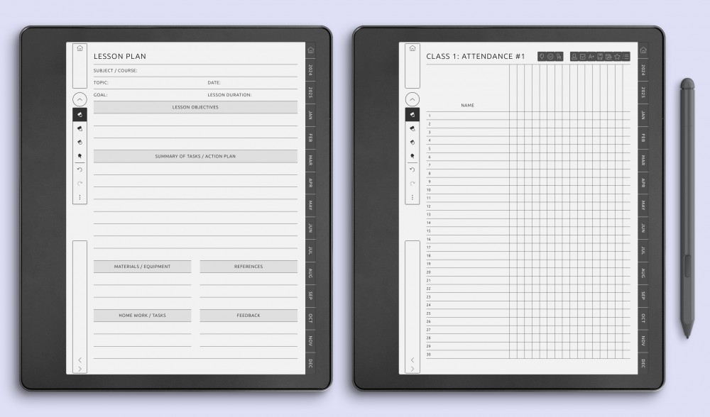 Teacher Planner Templates for Kindle Scribe