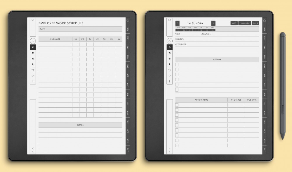 Work Planner Templates for Kindle Scribe