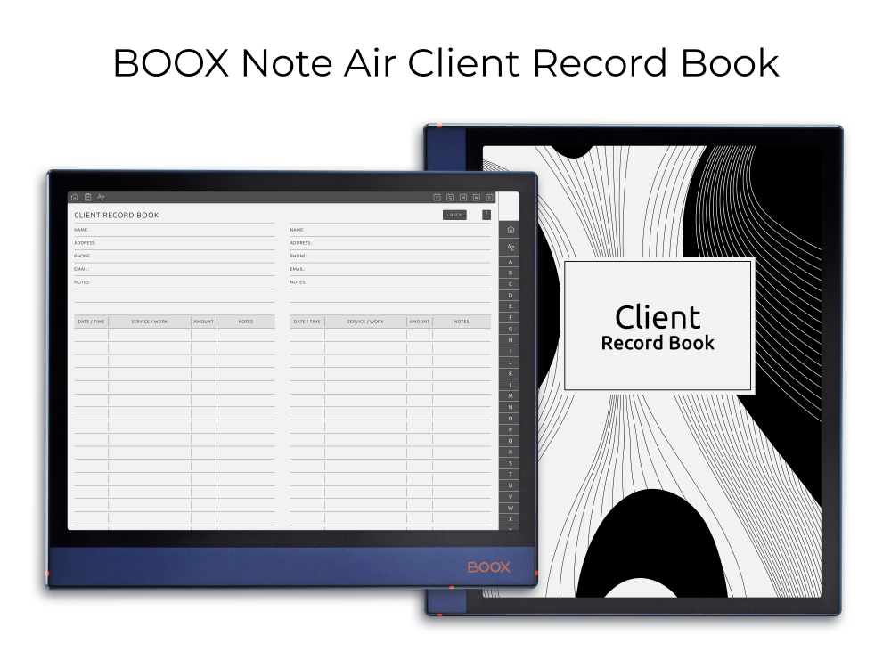 ONYX BOOX - Client Record Notebook