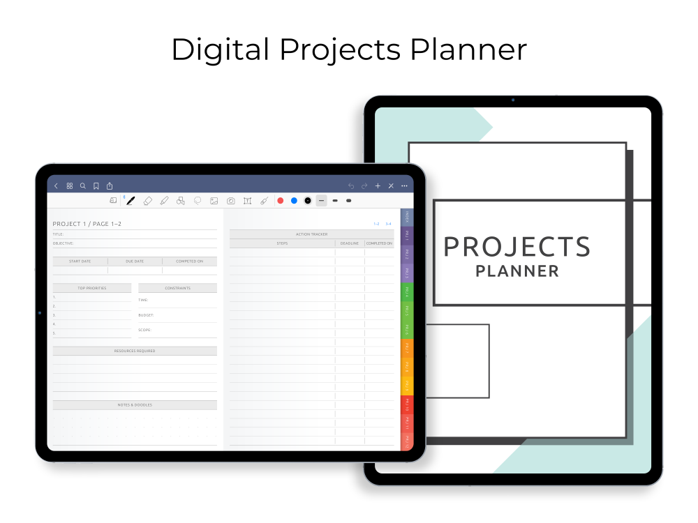 Digital Project Planner with Sections