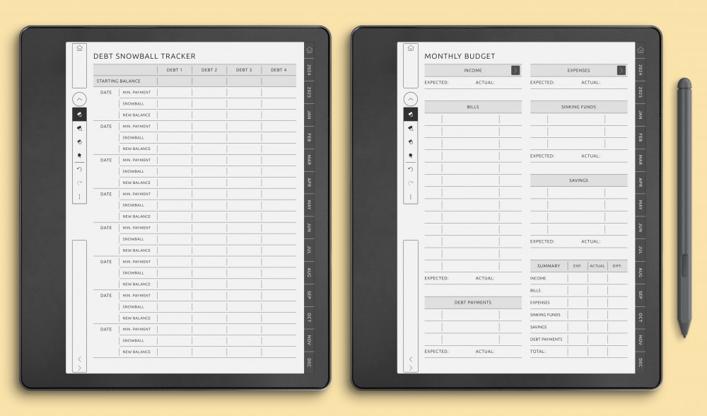 Budget Planner Templates for Kindle Scribe