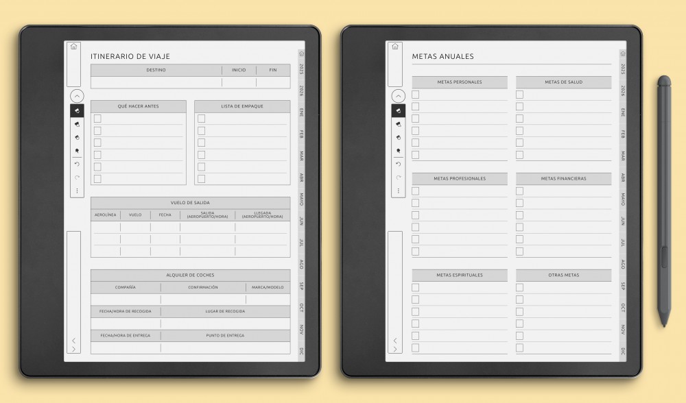 Life & Goals Planner Templates for Kindle Scribe