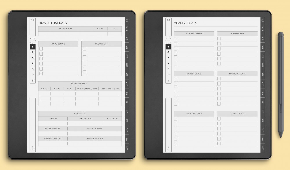 Life & Goals Planner Templates for Kindle Scribe
