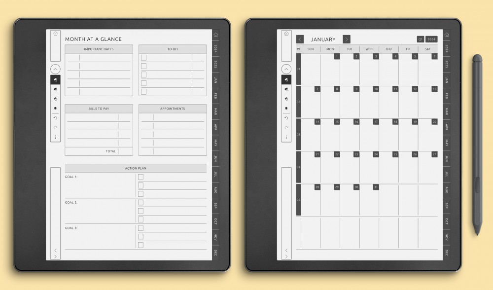 Monthly Planner Templates for Kindle Scribe