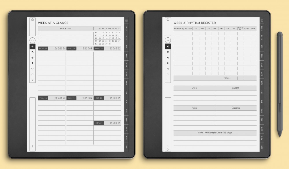 Weekly Planner Templates for Kindle Scribe