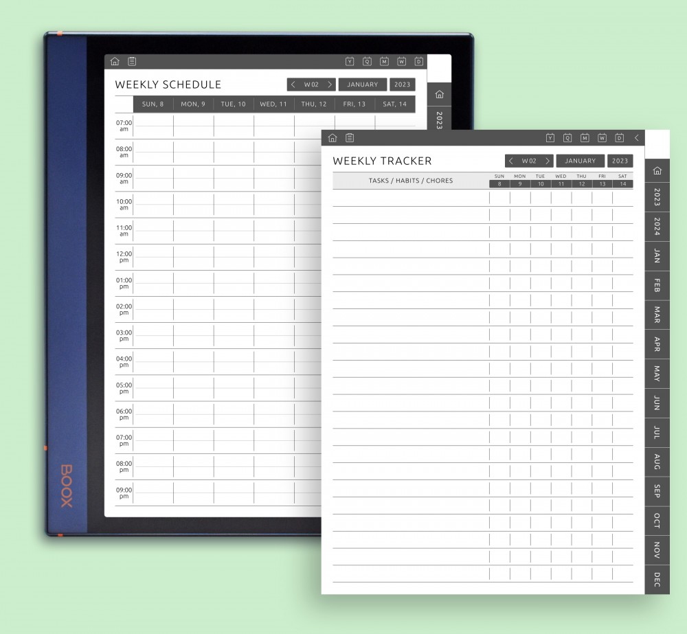 Weekly Plans & To-Do Lists in 14 Variations Template for Boox Note