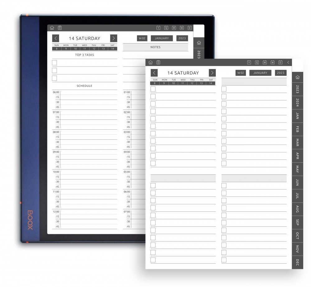 Daily To-Do & Schedule in 10 Variations Template for Boox Note