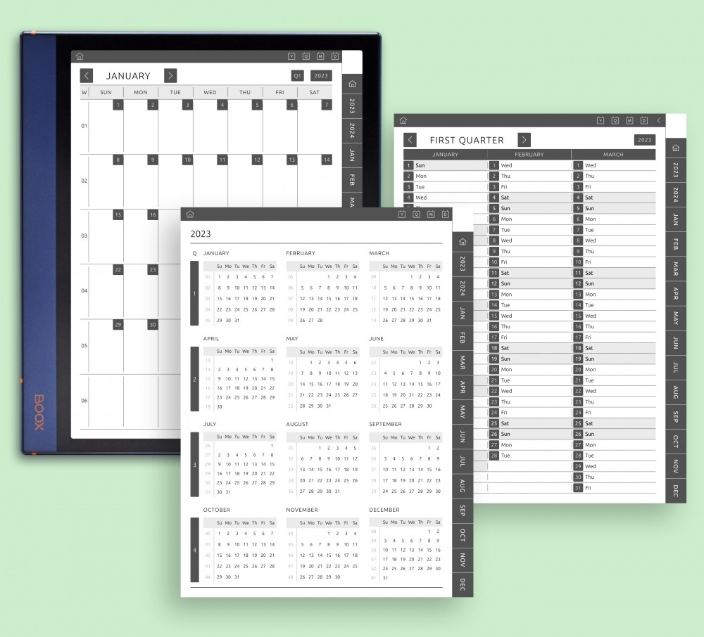 Calendars Pages Template for Boox Note