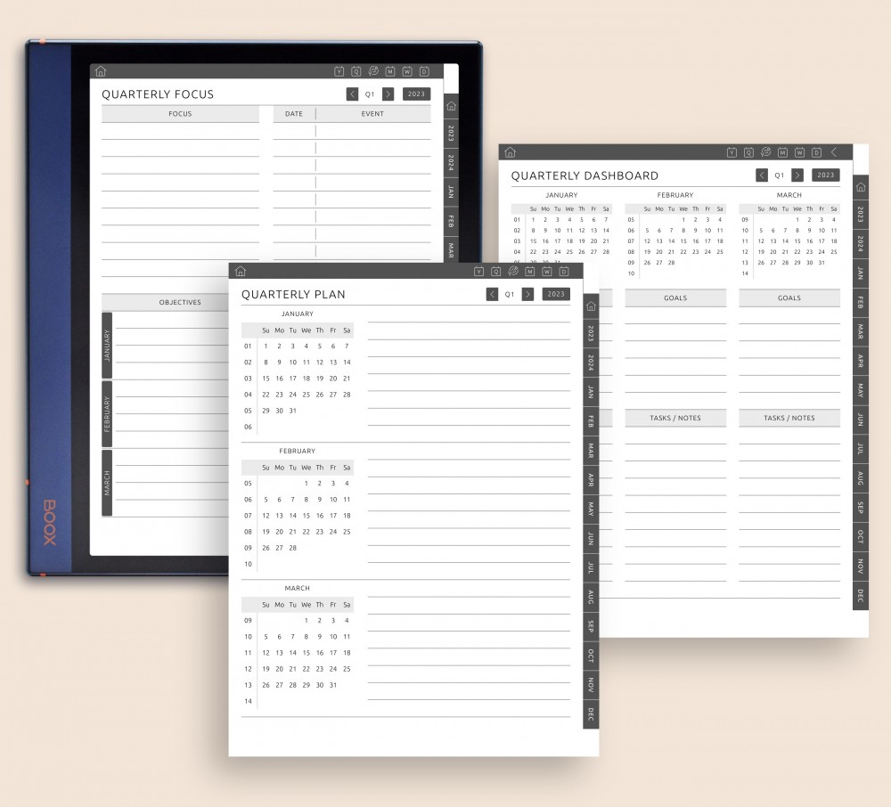 Quarterly Pages Template for Boox Note