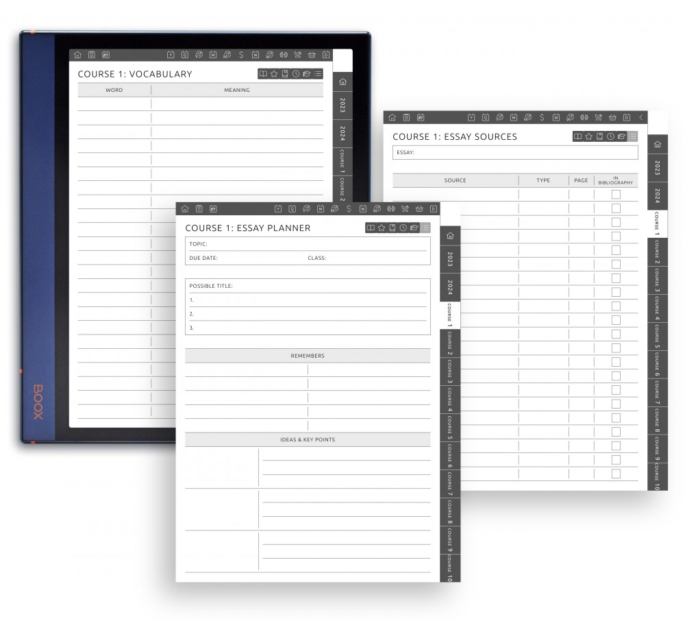 Essay Planner & Sources List Template for Boox Note