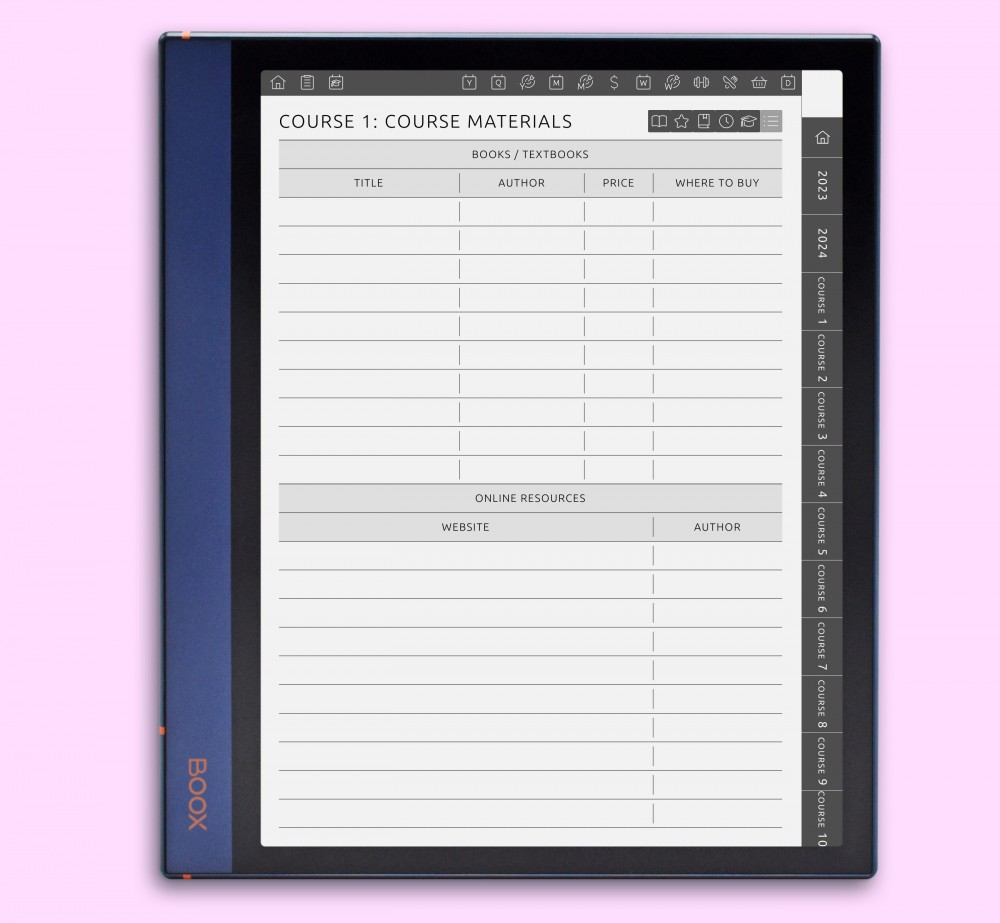 BOOX Note Air Student Planner