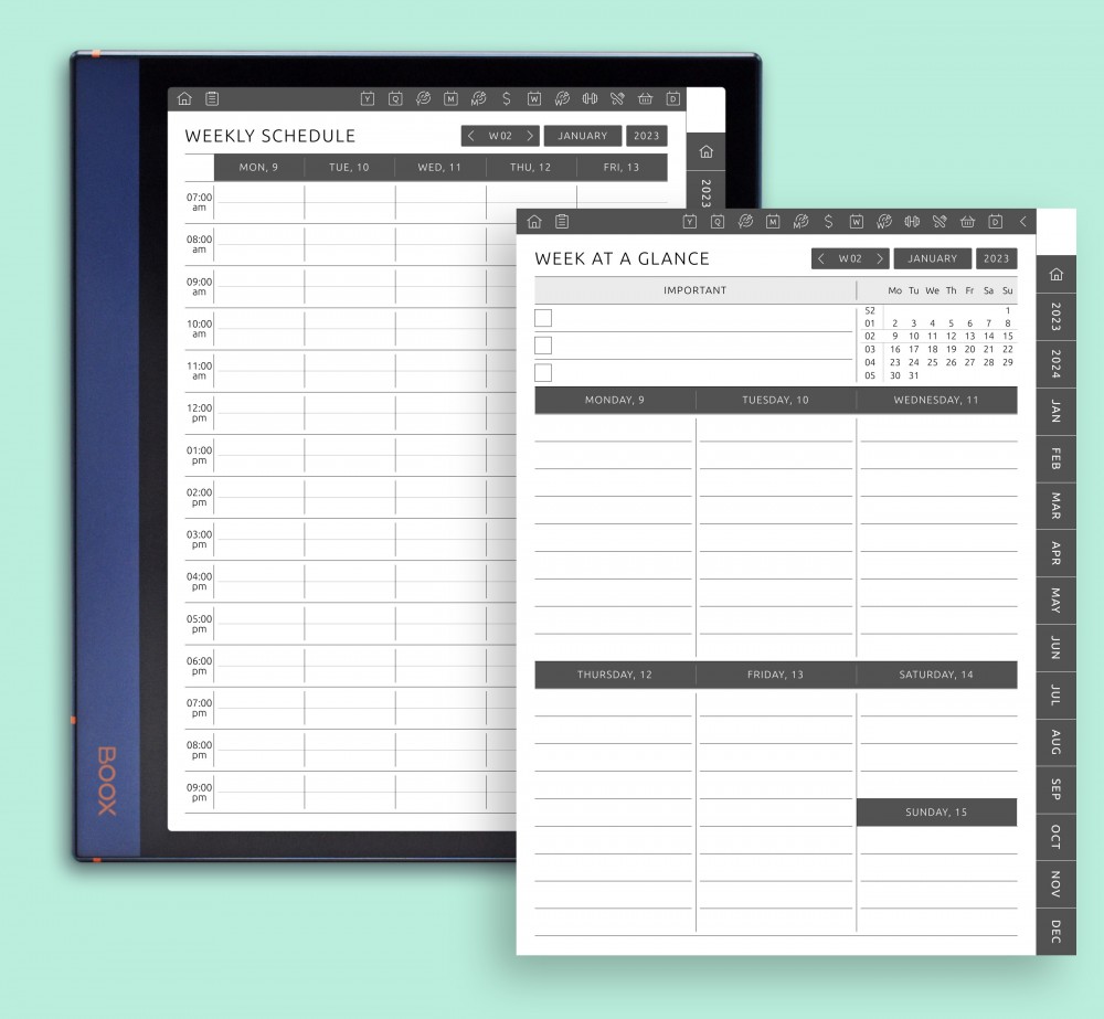 Weekly Planer Layouts Template for Boox Note