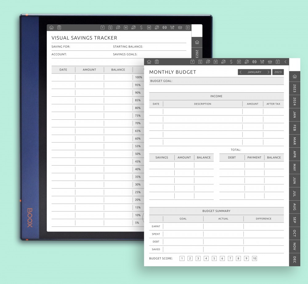 Budget, Expense Trackers Template for Boox Note