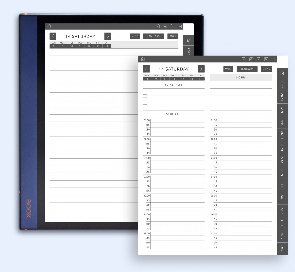 15 minutes Schedule variation Template for Boox Note