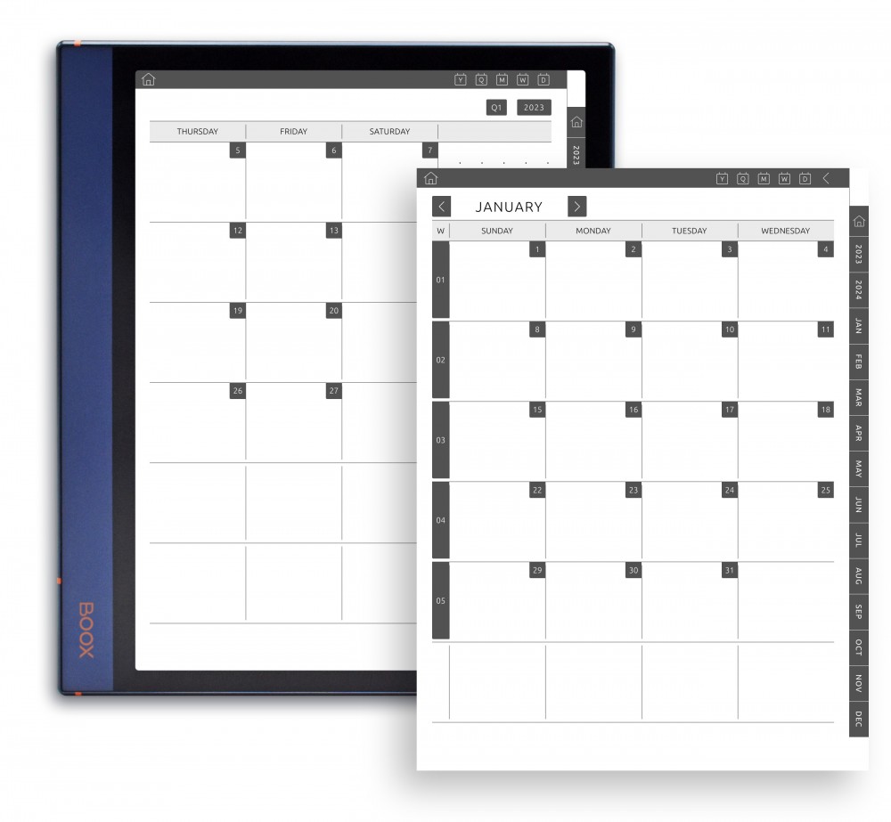 Two Page Monthly Planner Variation Template for Boox Note