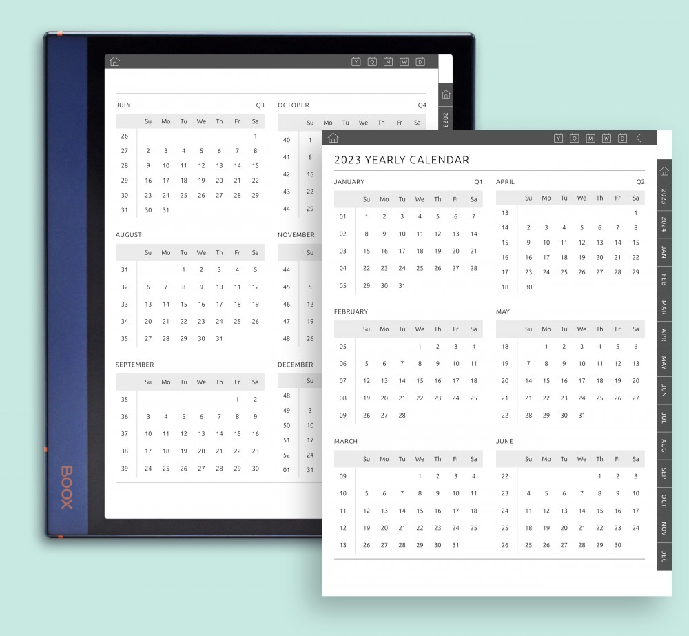 Variations Of Hyperlinked Calendars Template for Boox Note