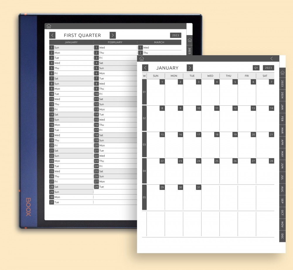 Monthly Planner Template for Boox Note