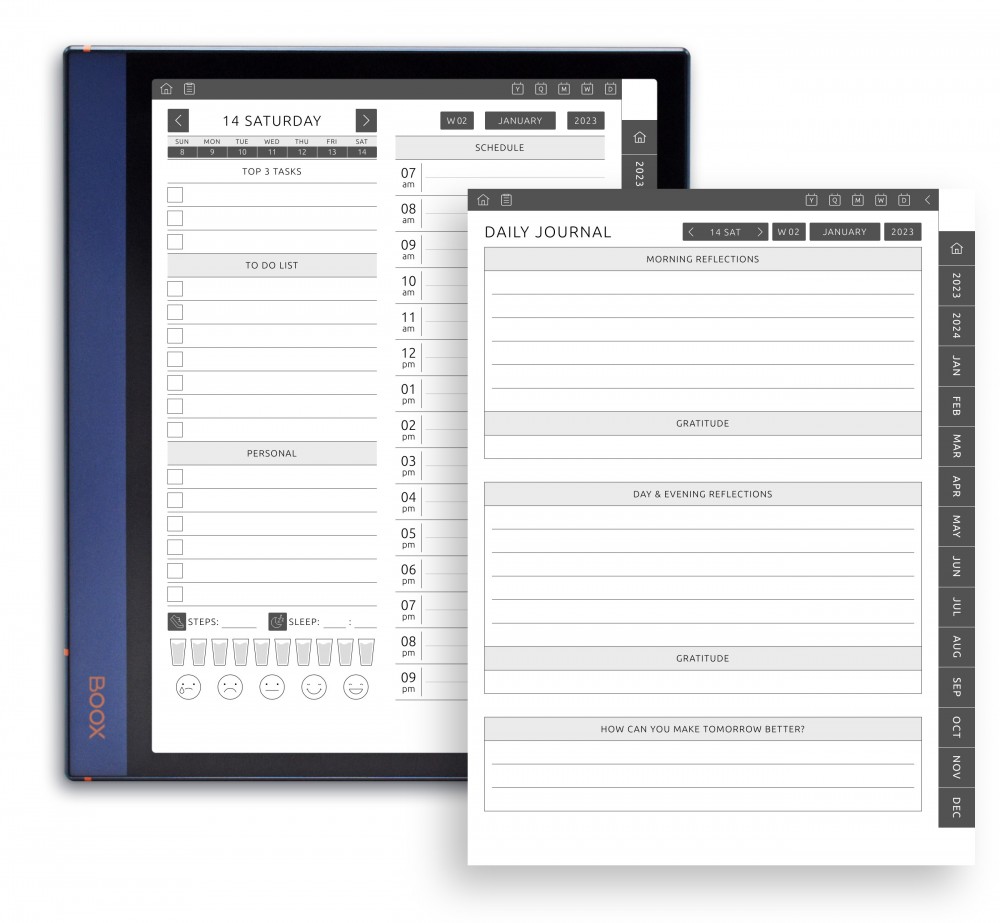 Plan Your Day: Daily Schedule, Wellness Journal  Template for Boox Note