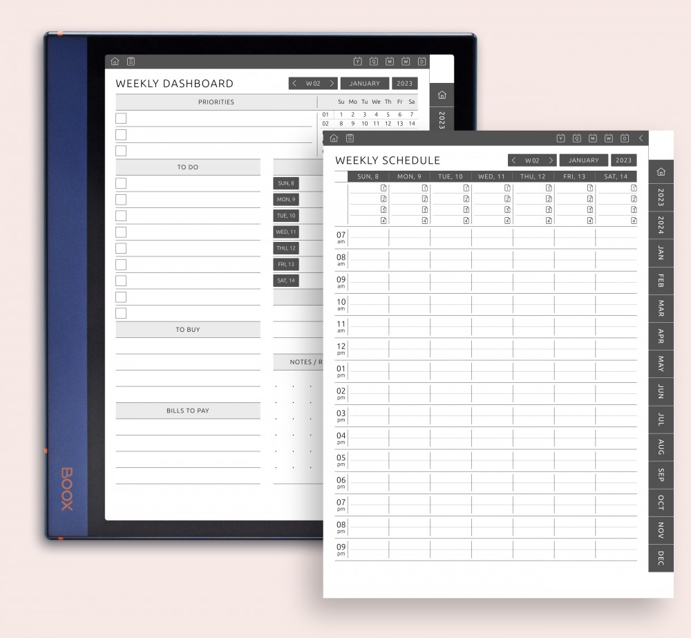 Plan Your Week: Dashboard, Schedule, Rhythm, Wellness, etc.. Template for Boox Note