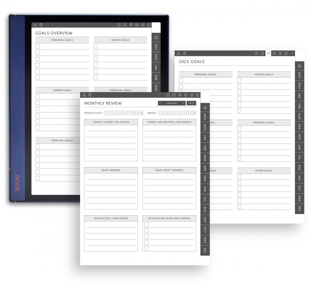 Enjoy Many Layouts for Goals Template for Boox Note