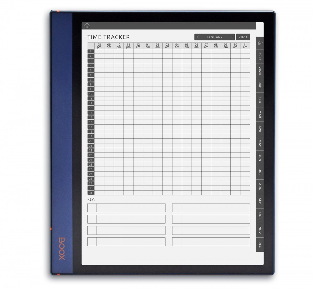 Time Tracker Template for Boox Note