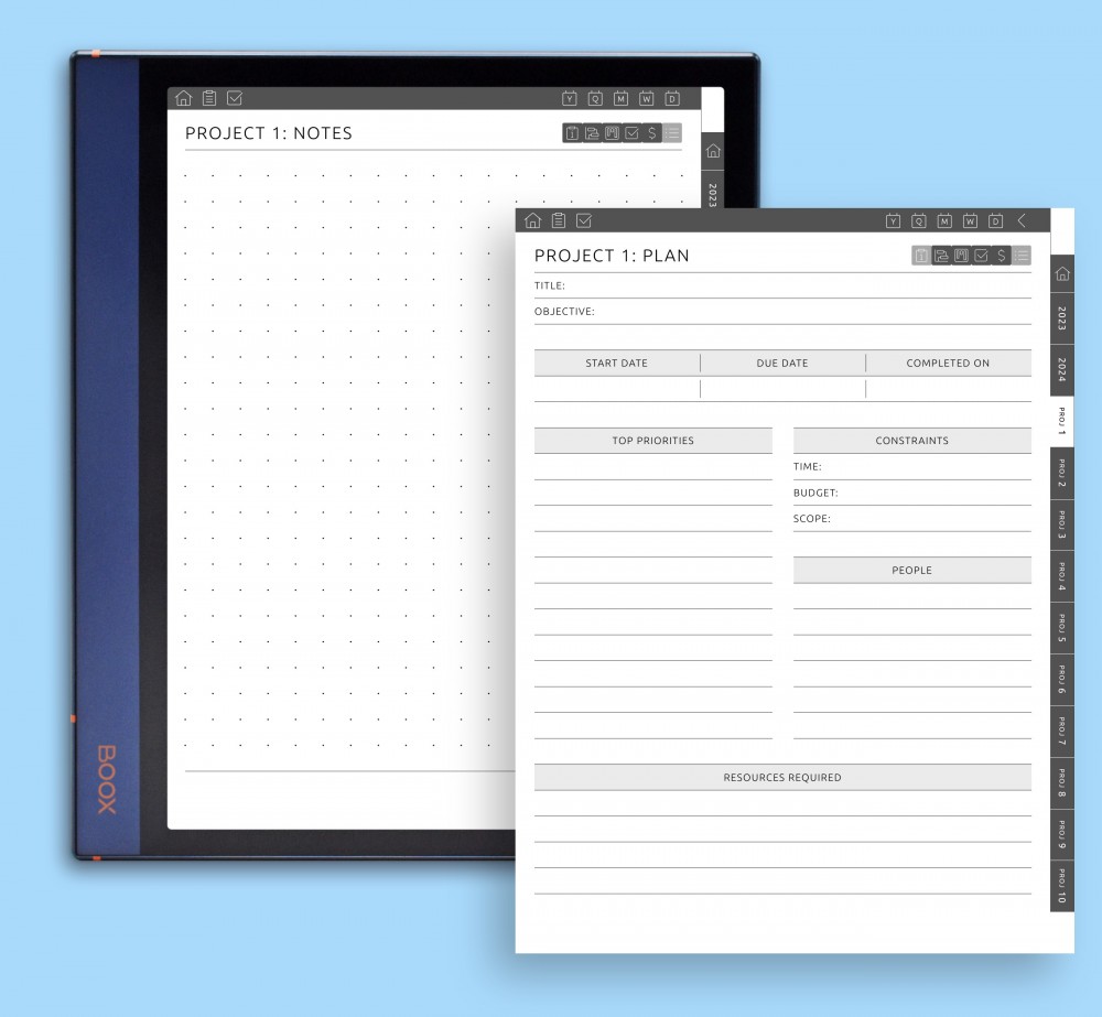 Project Plan Template for Boox Note