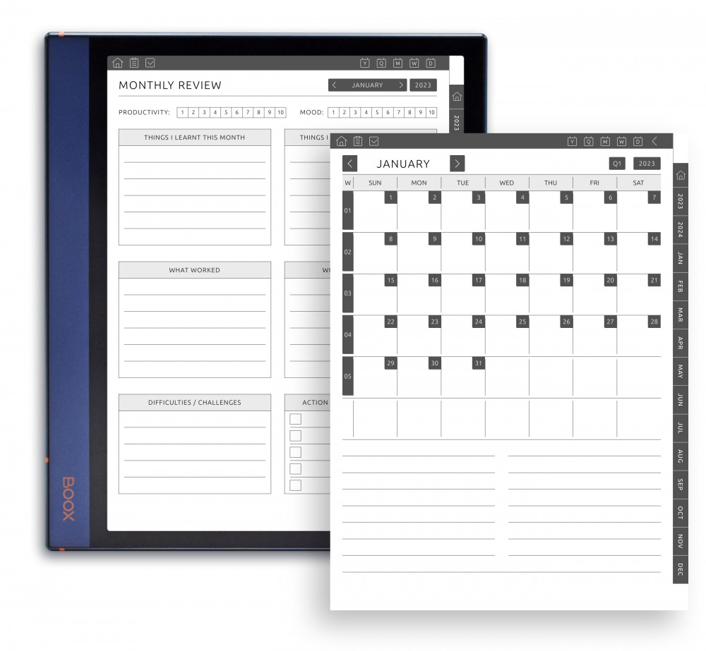 Plan Monthly Template for Boox Note