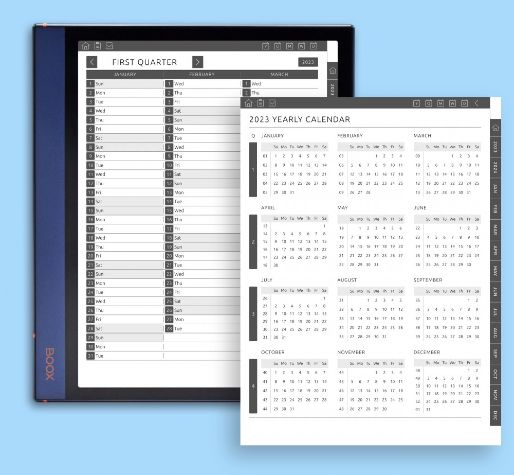 Use Yearly And Quarterly Template for Boox Note