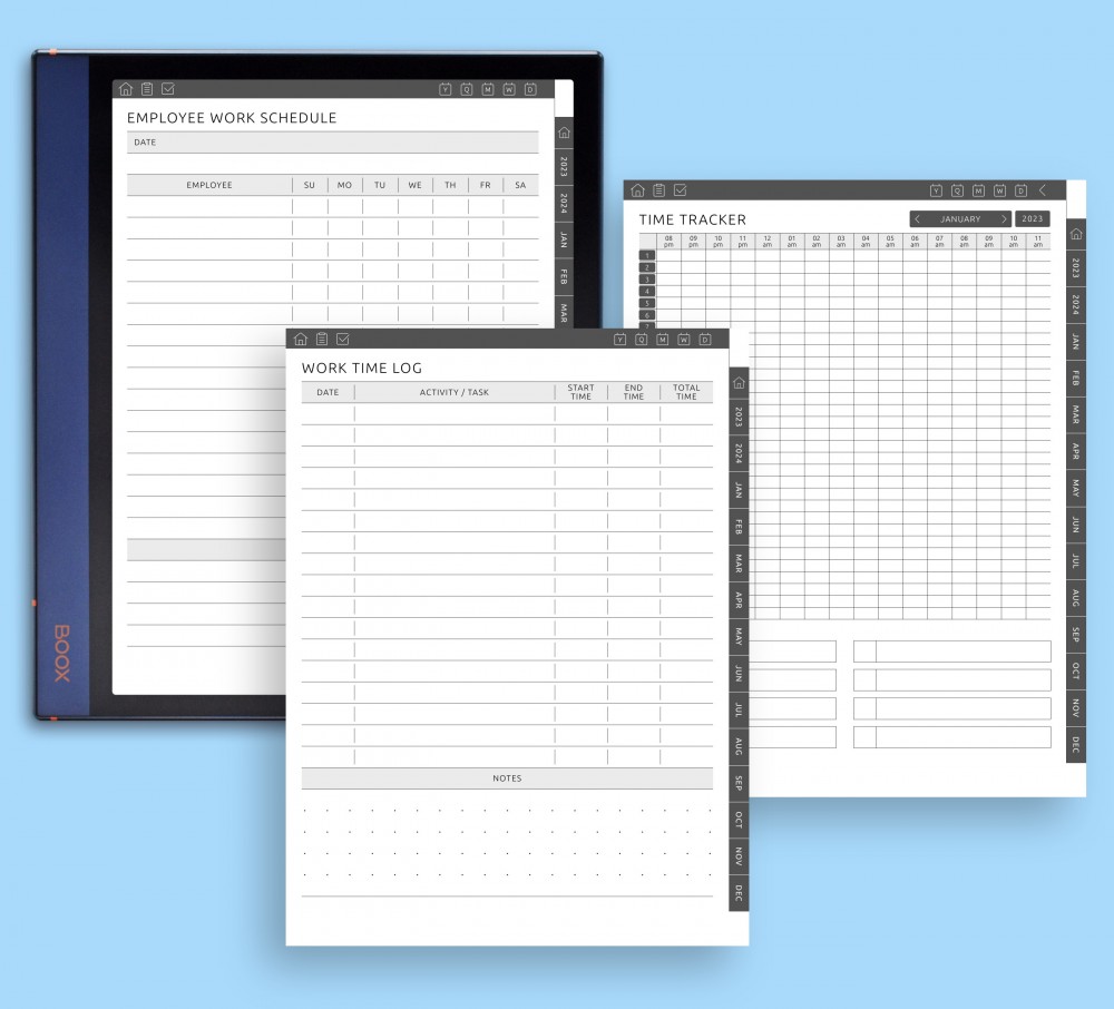 Manage Working Time Template for Boox Note