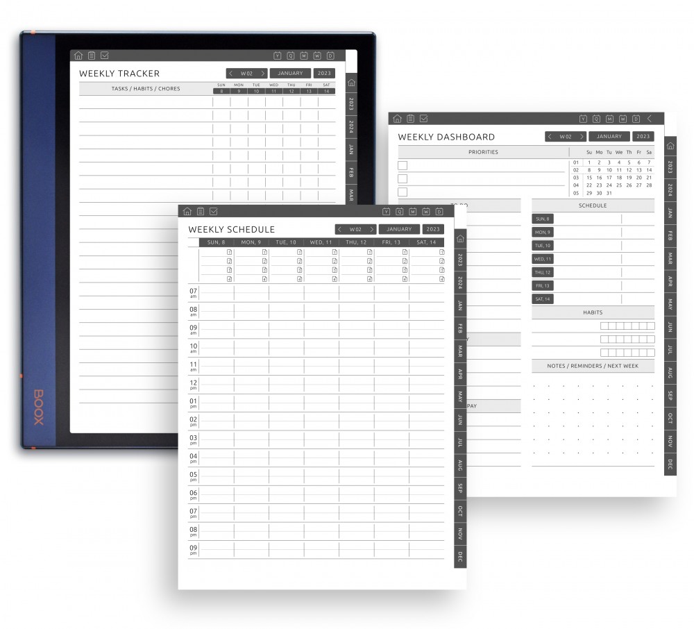 Select Your 2 Weekly Pages Template for Boox Note