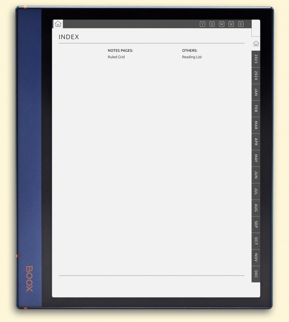 Navigation Page Template for Boox Note