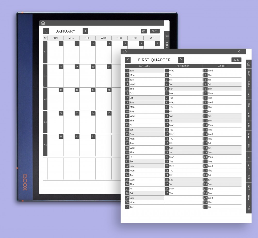Quarterly Planner Template for Boox Note