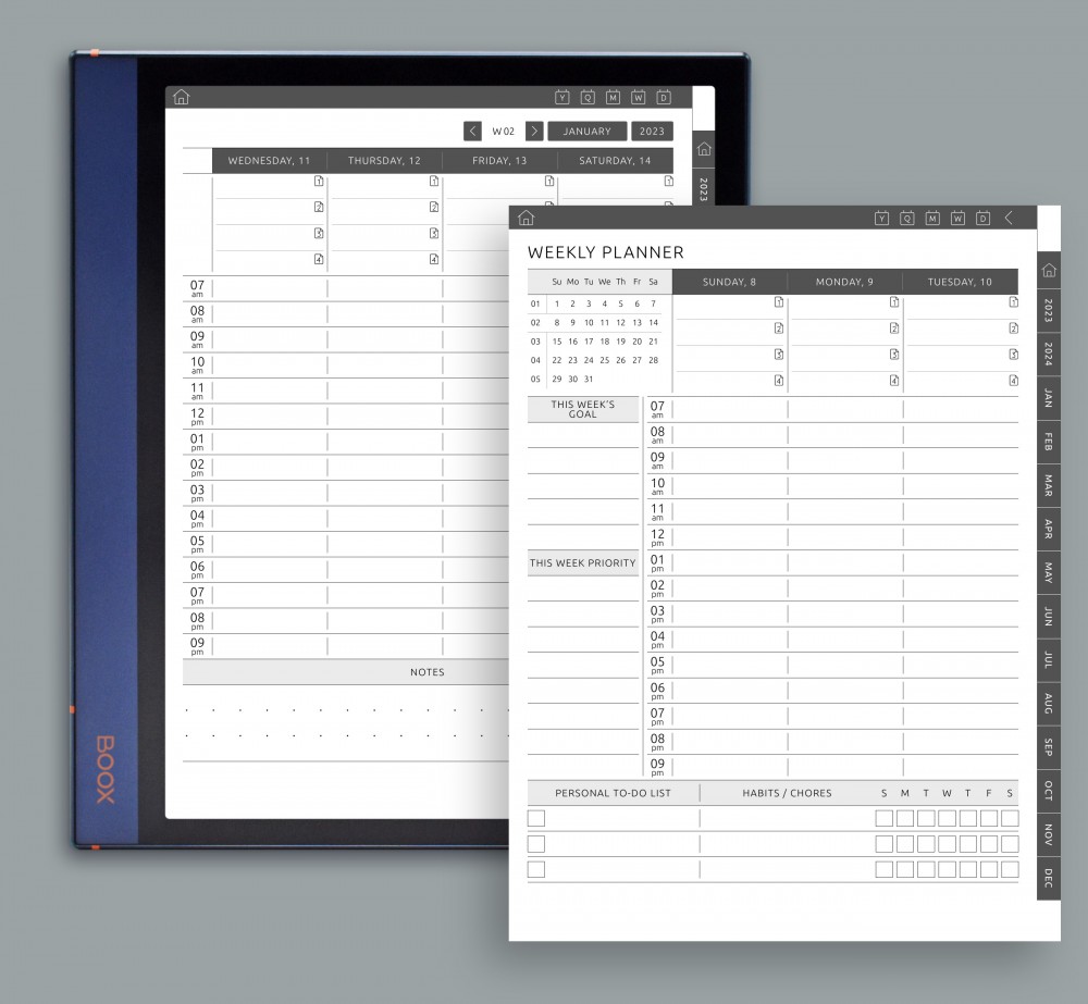 Weekly Planner Template for Boox Note