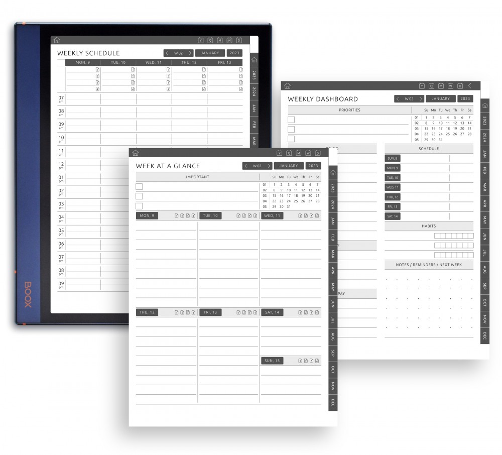 Weekly Planner Variations That You Could Chose Template for Boox Note