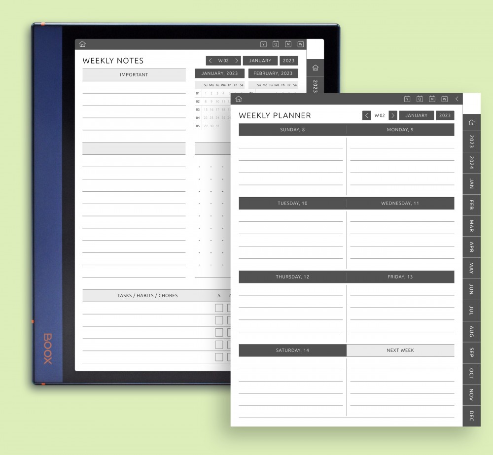 Weekly Planner Template for Boox Note