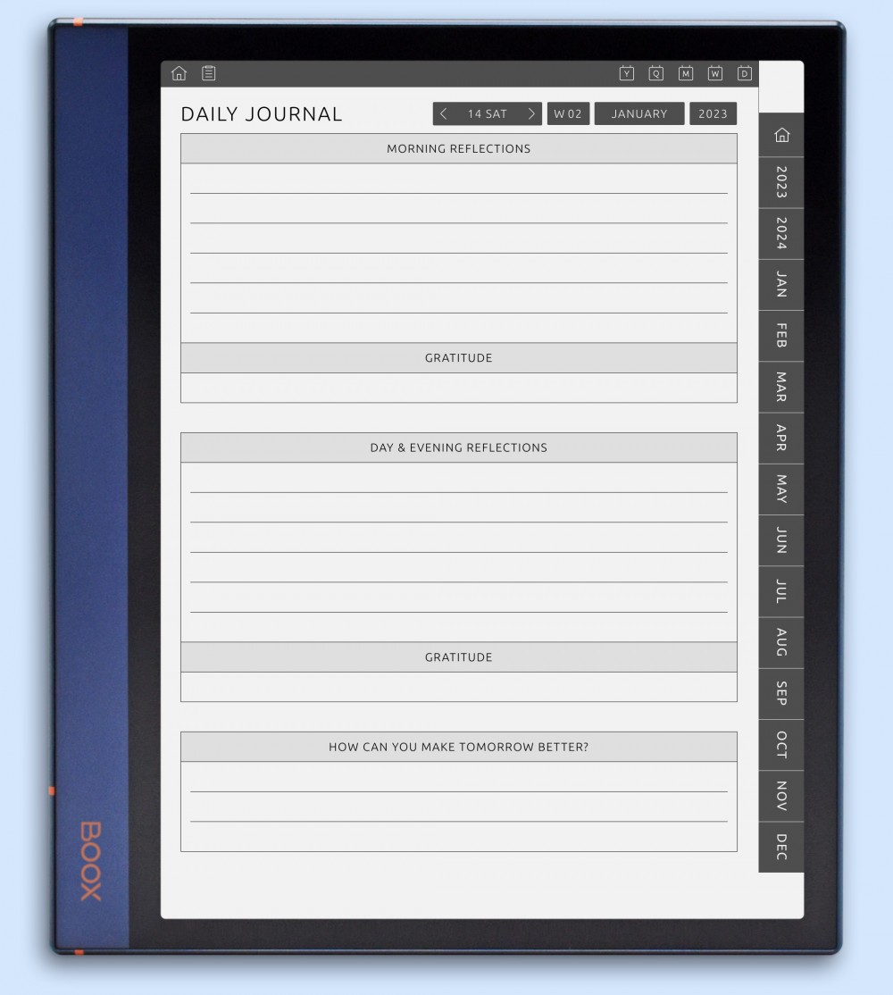Use Daily Wellness Journal Template for Boox Note