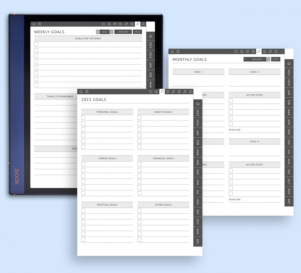 Set Up Goals Template for Boox Note