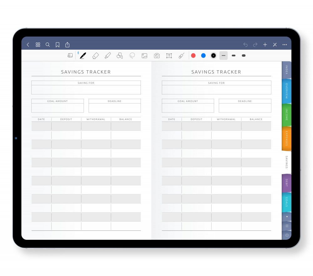 Savings Tracker Template for GoodNotes or Notability