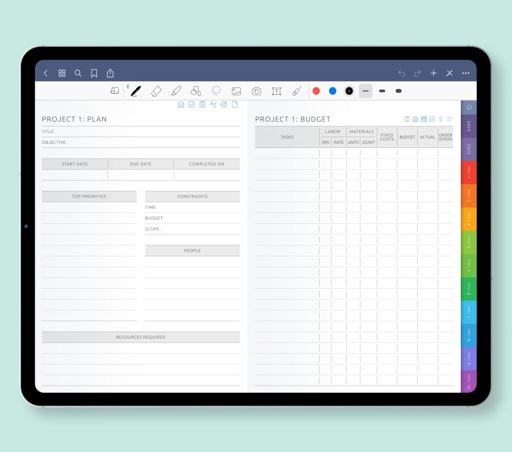 Stay on Top of 10 Projects with up to 80 Customizable Pages for GoodNotes Planner