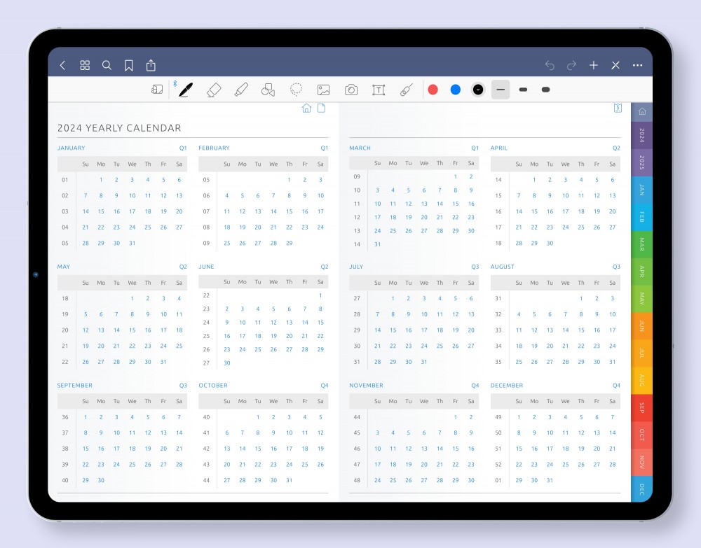Experience the Convenience of Hyperlinked Annual Calendar Template for GoodNotes
