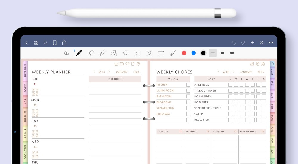 Cleaning Planner for iPad and Samsung