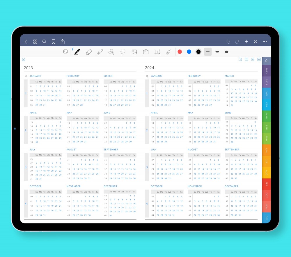 Yearly Calendar Template for GoodNotes or Notability