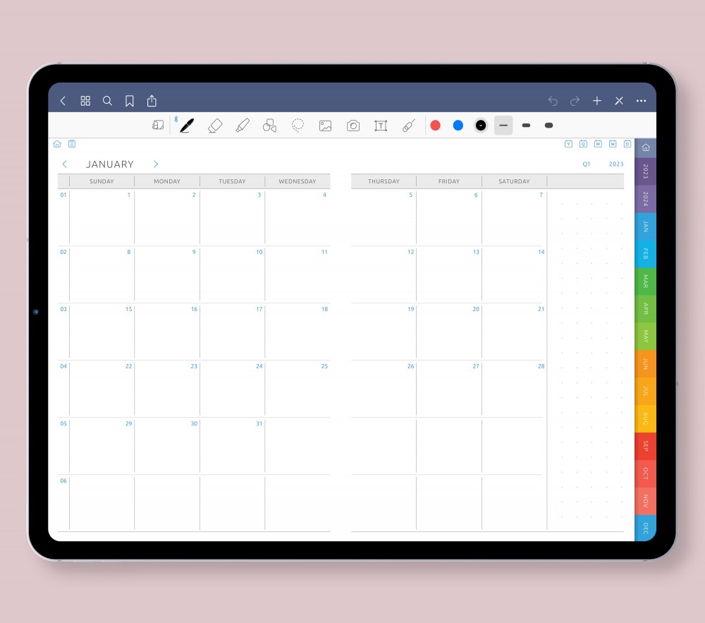Also use Hyperlinked Calendars Template for GoodNotes
