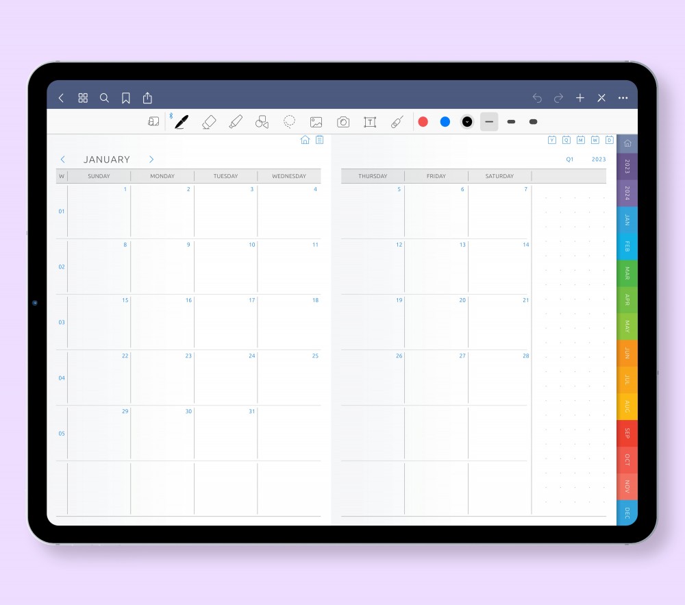 Monthly Calendar  Template for GoodNotes