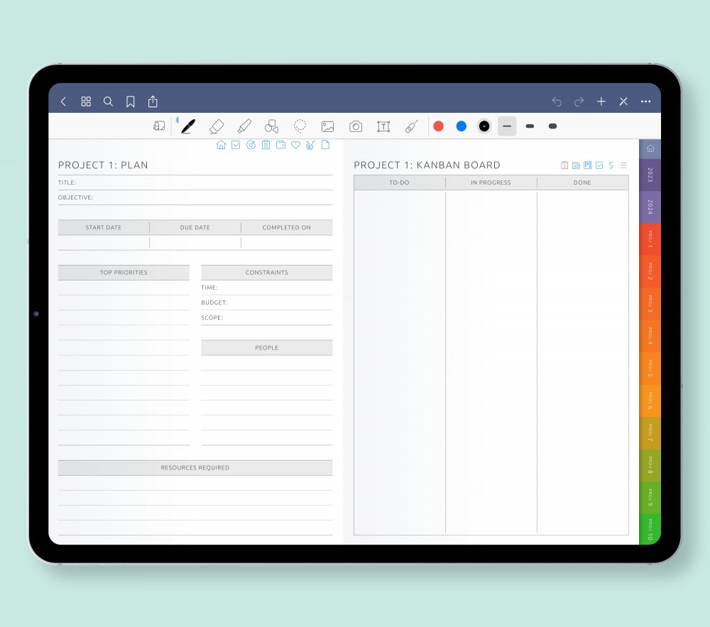 Maximize Your Productivity: Stay on Top of 10 Projects with 40 Customizable Pages for GoodNotes Planner