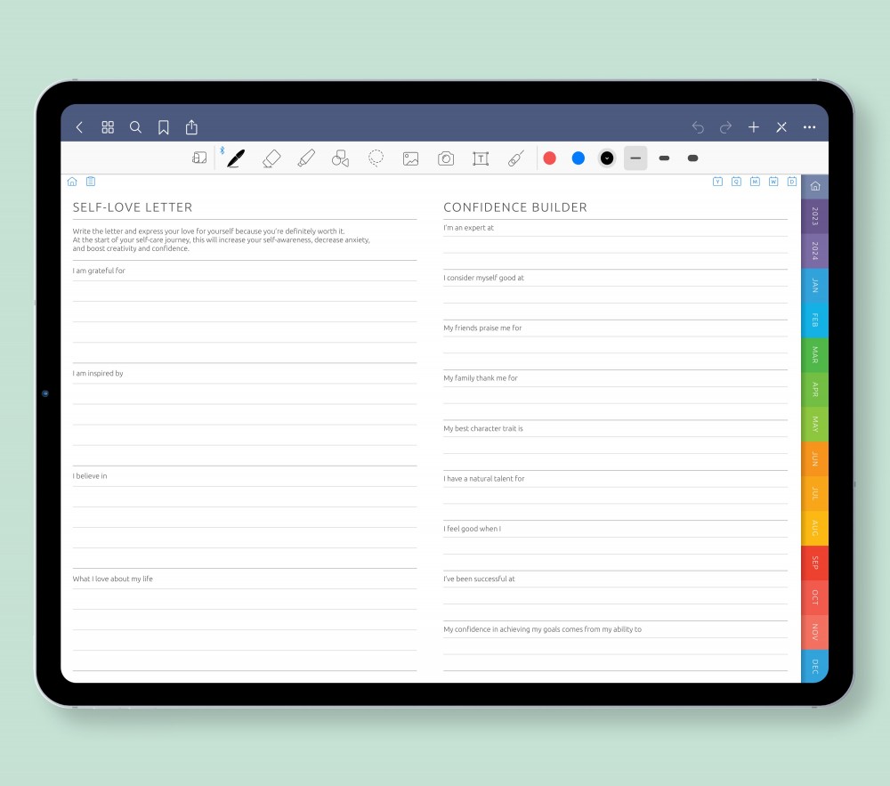 Write a Love Letter to Yourself  for Digital Planner