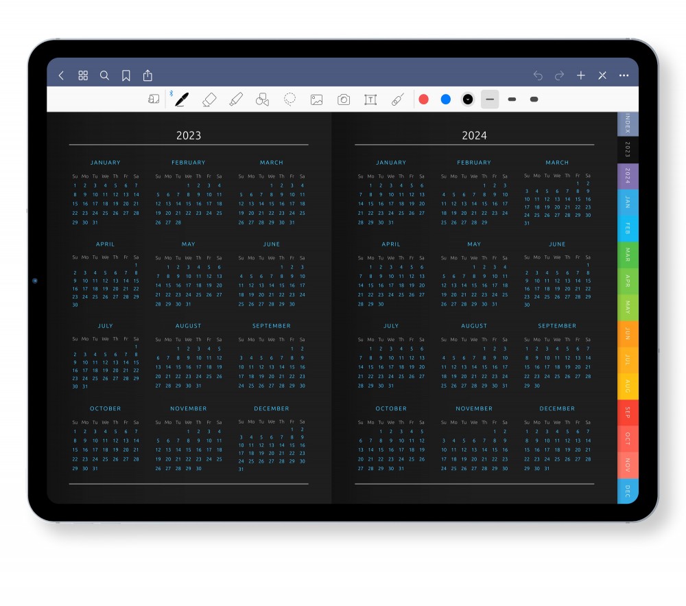 Yearly Calendar 2023 - 2024 Template for GoodNotes