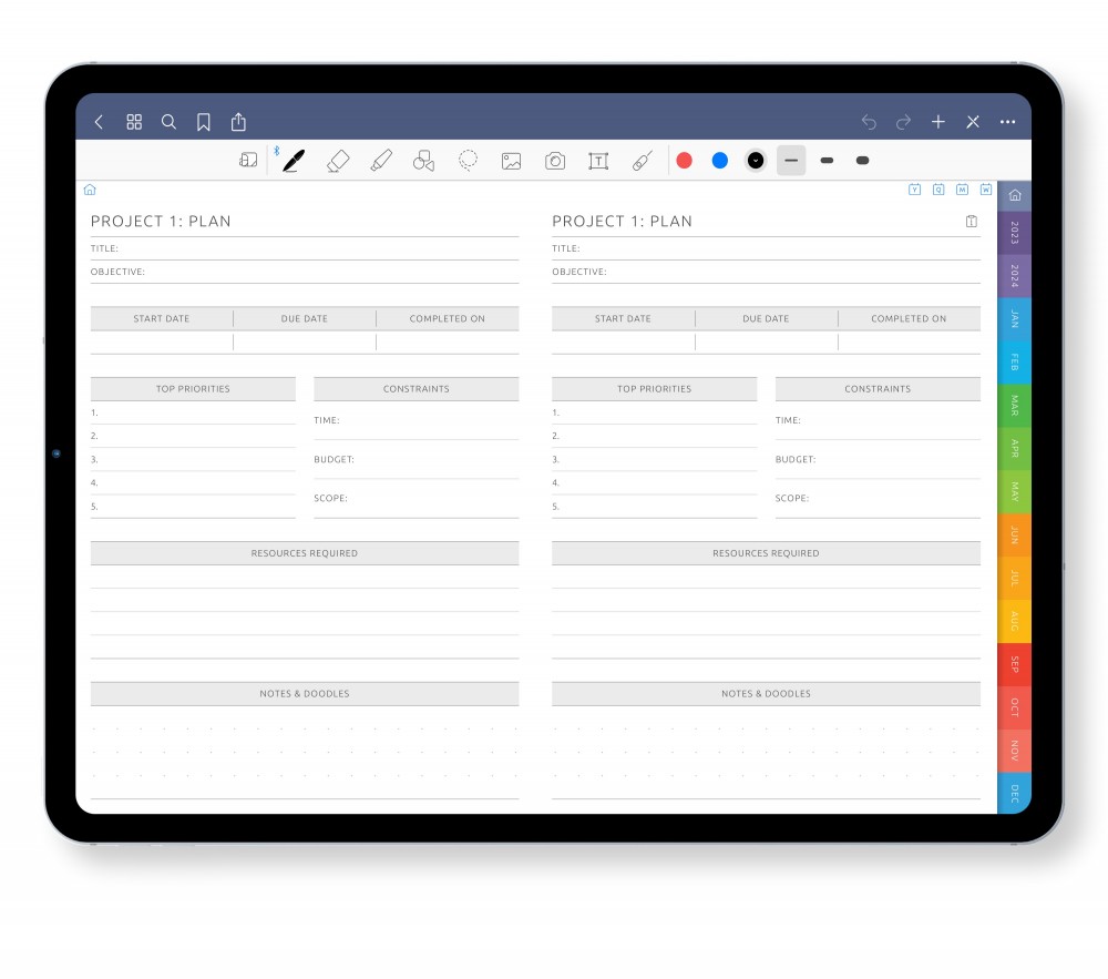 Project Planner Template for GoodNotes or Notability