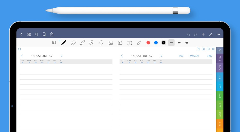 Ruled Diary - Digital Planner Template PDF for iPad: GoodNotes, Notability